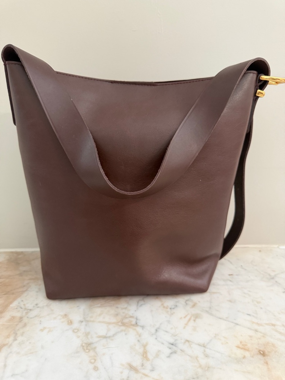 Madewell Brown Leather Medium Bucket Bag